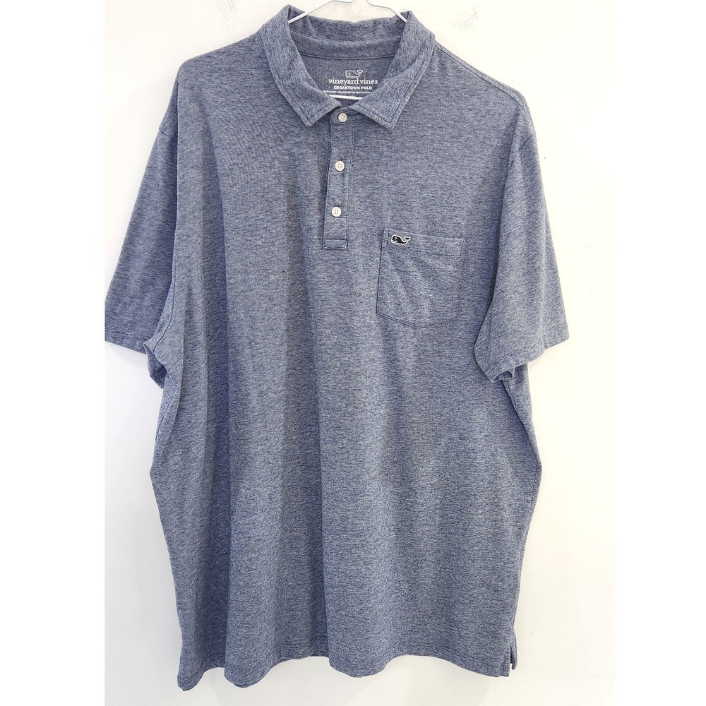 Vineyard Vines Edgartown Polo Mens‎ XL Blue Heathered Pima Cotton Blend Tee